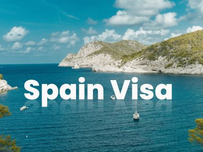 Scenic Spain coastline with boats, blue sea, visa travel information, Holidays Maker